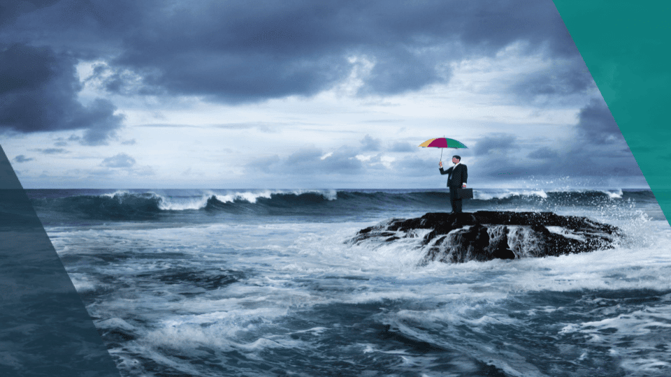 Man with Umbrella Near the Ocean