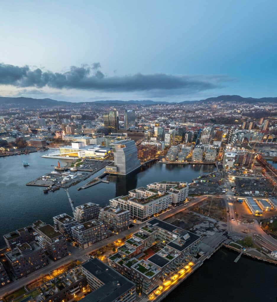 Aerial shot of Oslo